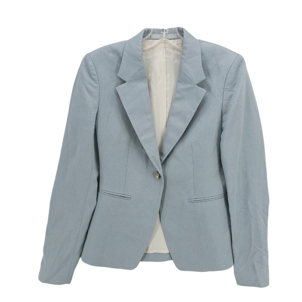 TIGER OF SWEDEN Mirja Blazer Light Blue Lyocell Linen Slim Fit Size 34 - XS
